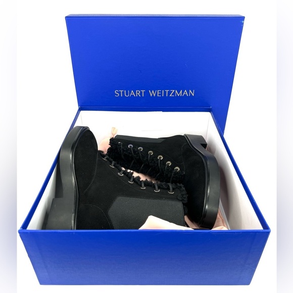 STUART WEITZMAN HENLEY CHILL SUEDE SHEARLING COMBAT ANKLE BOOTS US 6 - EU 36.5 - Picture 3 of 11